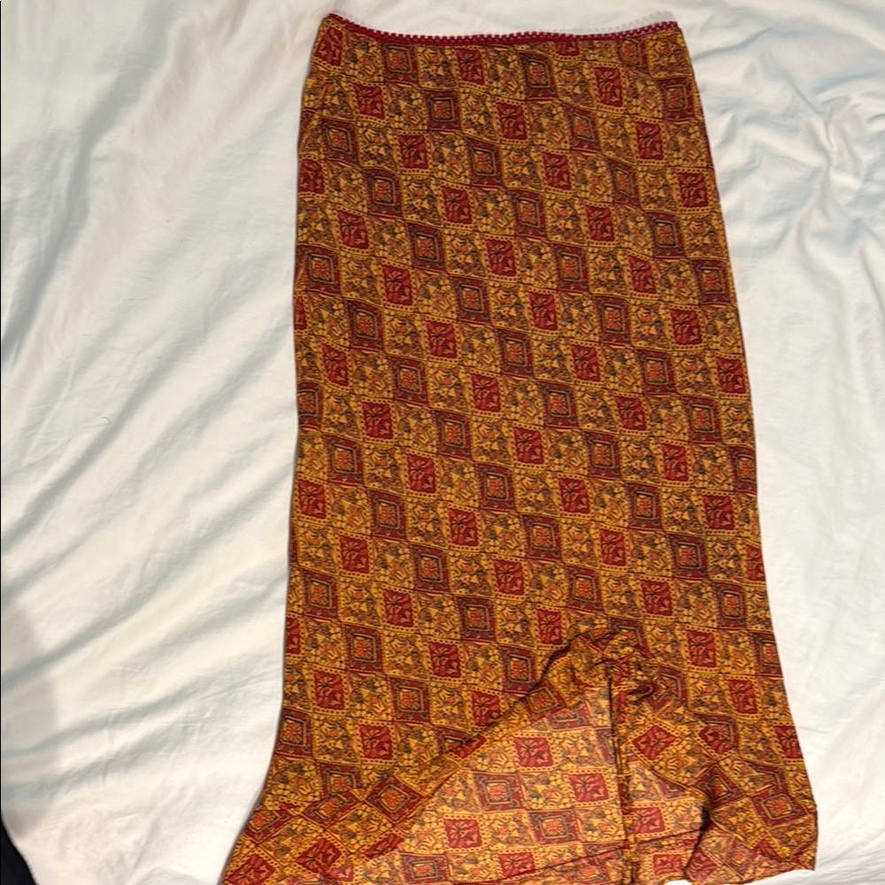 Forever 21 High Low Skirt - Red and Yellow Pattern